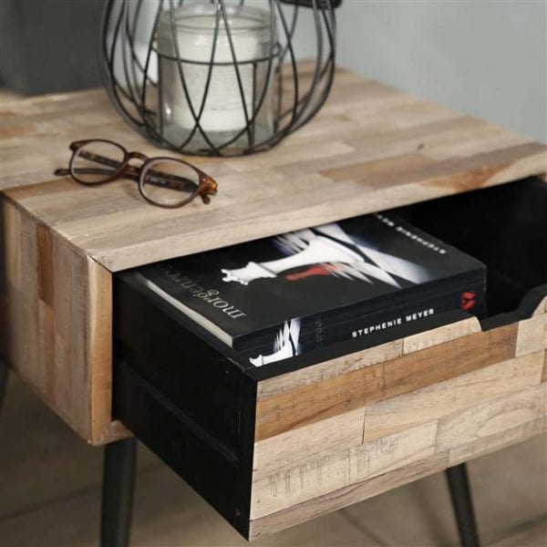 Nachtkastje Teca 1L – teakhout verweerd