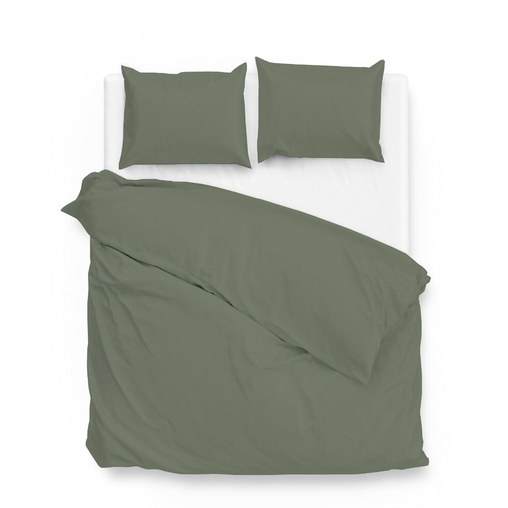 ZO!HOME SATINADO ARMY GREEN DEKBEDOVERTREK 240X200/220CM 100% KATOENSATIJN