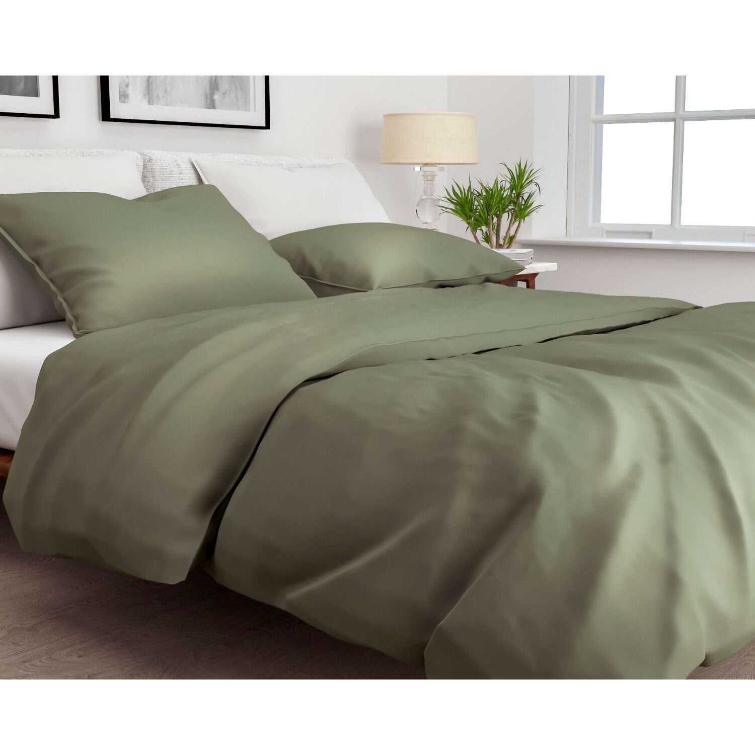 ZO!HOME SATINADO ARMY GREEN DEKBEDOVERTREK 240X200/220CM 100% KATOENSATIJN